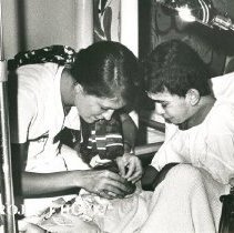 Carole King Stevenson with patient on SS HOPE in Maceio